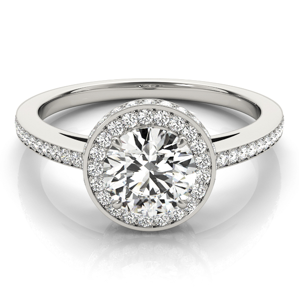 0.2 Ct Lab-Created Diamond Round Cut Shajia  Halo Engagement Rings in Silver 925