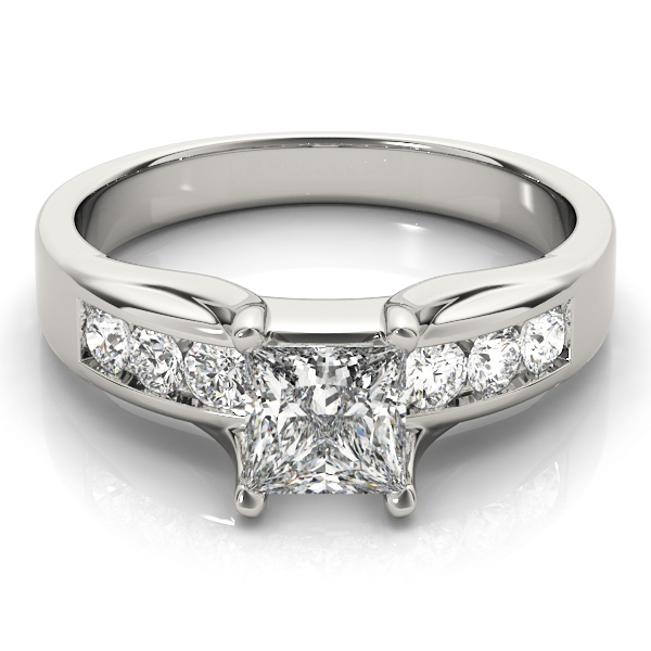 SunshineDiamonds Side Stone Engagement Rings in Silver 925 and 0.10 Carat Natural Diamond