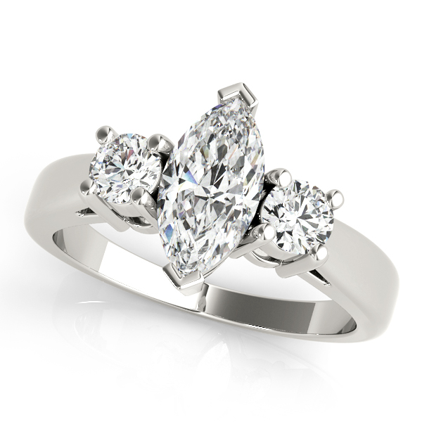 0.2 Ct Lab-Created Diamond Marquise Cut Wareesha  Trilogy Engagement Rings in Silver 925