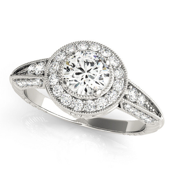 0.2 Ct Natural Round Cut Layton  Halo Diamond Rings in Silver 925