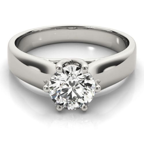 0.1 Ct Natural Round Cut Madalynn  Solitaire Diamond Rings in 14K White Gold