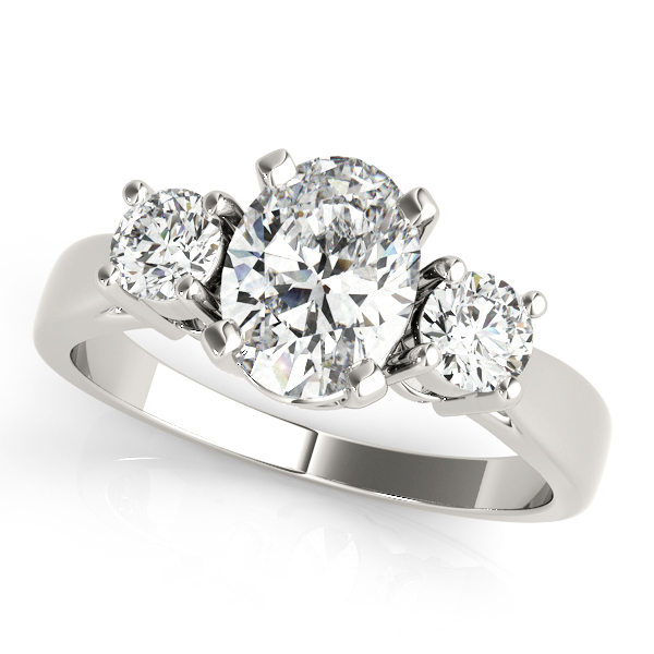 0.2 Ct Lab-Created Diamond Oval Cut Varya  Trilogy Engagement Rings in Silver 925