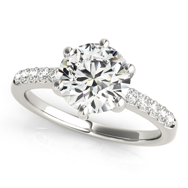 0.2 Ct Lab-Created Diamond Round Cut Livisa  Side Stone Engagement Rings in Silver 925