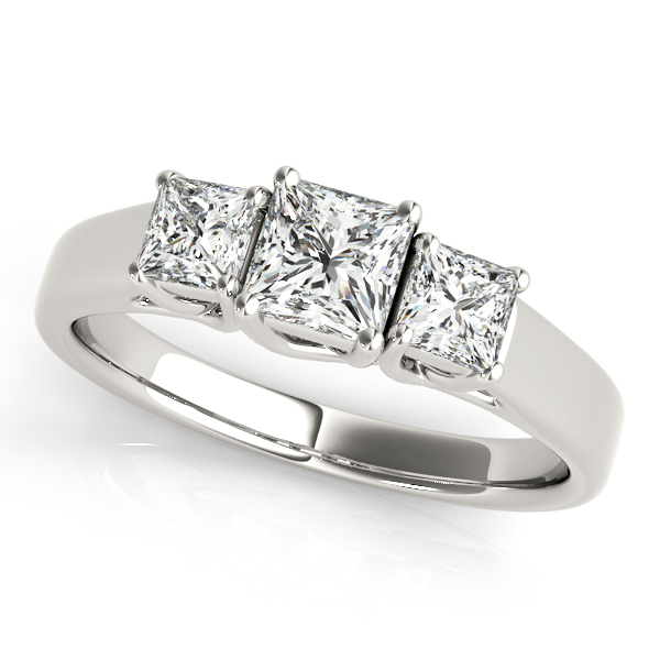 0.2 Ct Natural Diamond Princess Cut Yuliya  Trilogy Engagement Rings in Silver 925