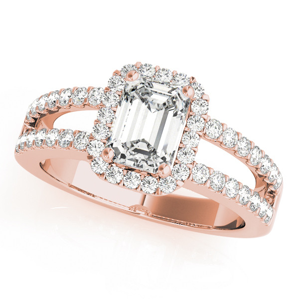 0.2 Ct Natural Emerald Cut Leni  Halo Diamond Rings in Silver 925
