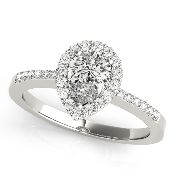 0.2 Ct Natural Pear Cut Keily  Halo Diamond Rings in Silver 925