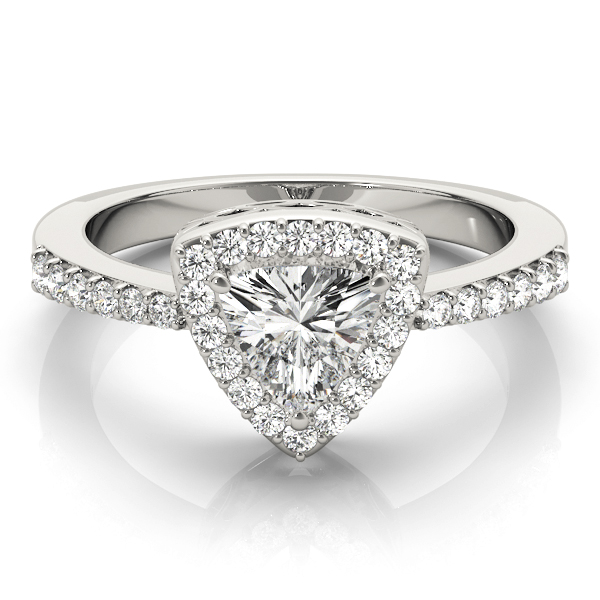 0.2 Ct Lab-Created Diamond Trillion Cut Miriam  Halo Engagement Rings in Silver 925