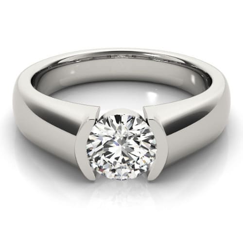 0.1 Ct Natural Round Cut Mollie  Solitaire Diamond Rings in 14K White Gold