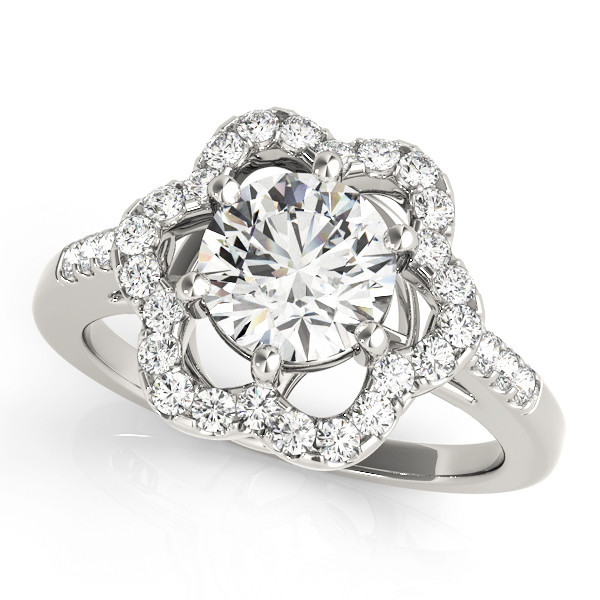 0.2 Ct Natural Round Cut Josey  Halo Diamond Rings in Silver 925