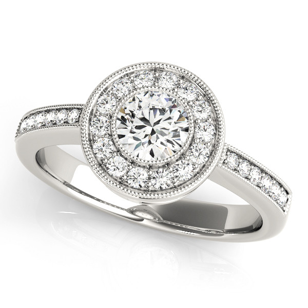 0.2 Ct Natural Round Cut Lindy  Halo Diamond Rings in Silver 925