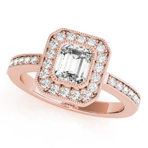 0.2 Ct Natural Emerald Cut Kyomi  Halo Diamond Rings in Silver 925