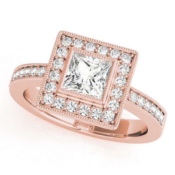 0.2 Ct Natural Princess Cut Lesly  Halo Diamond Rings in Silver 925