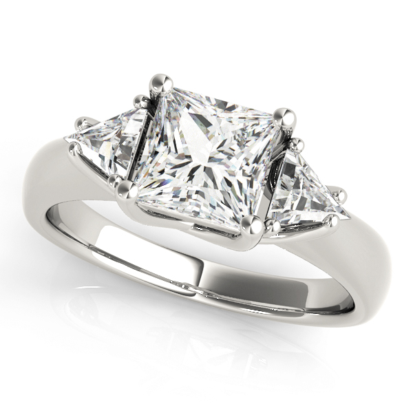 0.2 Ct Lab-Created Diamond Princess Cut Warda  Trilogy Engagement Rings in Silver 925