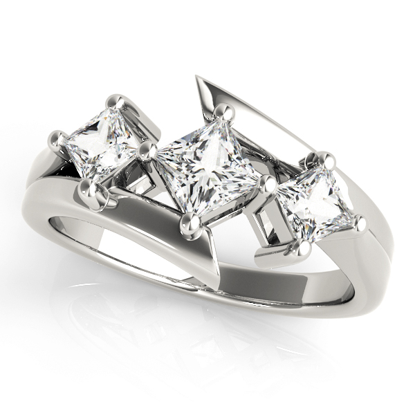 0.2 Ct Lab-Created Diamond Princess Cut Wendy  Trilogy Engagement Rings in Silver 925