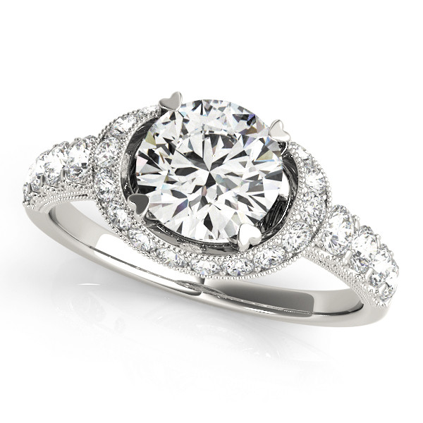 0.2 Ct Natural Round Cut Kami  Halo Diamond Rings in Silver 925