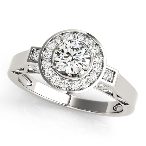 0.2 Ct Natural Round Cut Lane  Halo Diamond Rings in Silver 925