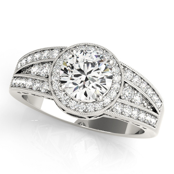 0.2 Ct Natural Round Cut Joann  Halo Diamond Rings in Silver 925