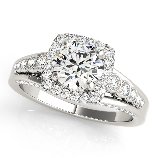 0.2 Ct Natural Round Cut Loren Halo Diamond Rings in Silver 925