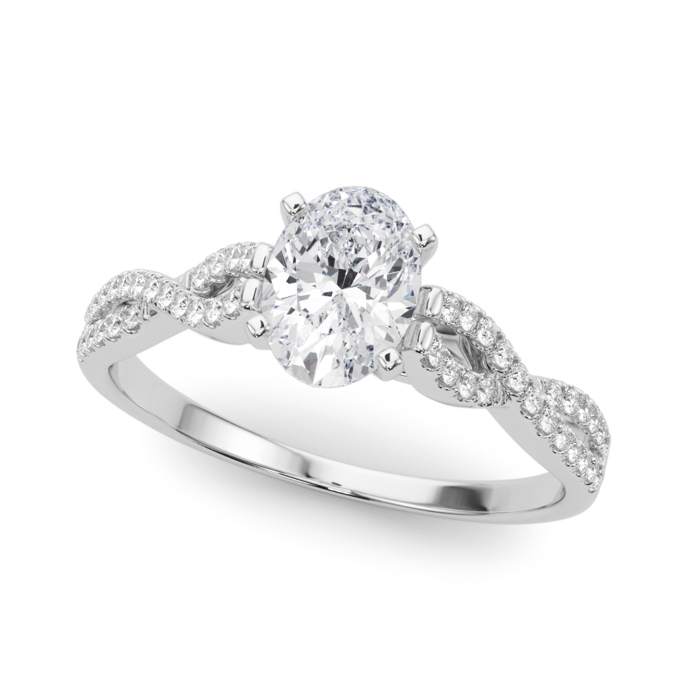 Zania Natural Diamond 4 Prong Setting Side Stone Engagement Ring