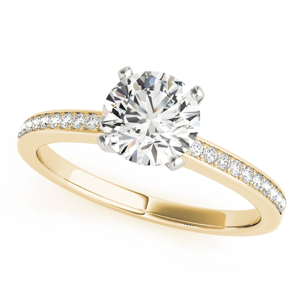 Zara Natural Diamond Yellow Gold 4 Prong Setting Side Stone Engagement Ring