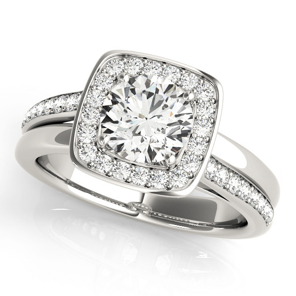 0.2 Ct Natural Round Cut Kyler Halo Diamond Rings in Silver 925