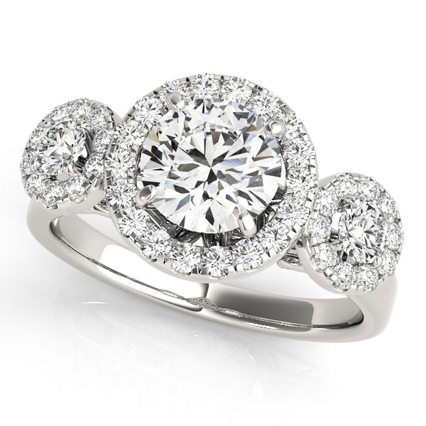0.2 Ct Natural Round Cut Josselyn  Halo Diamond Rings in Silver 925
