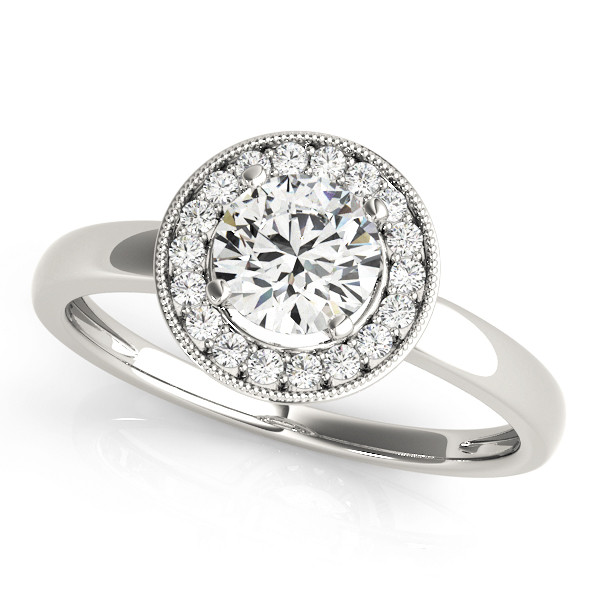 0.2 Ct Natural Round Cut Jamilah Halo Diamond Rings in Silver 925