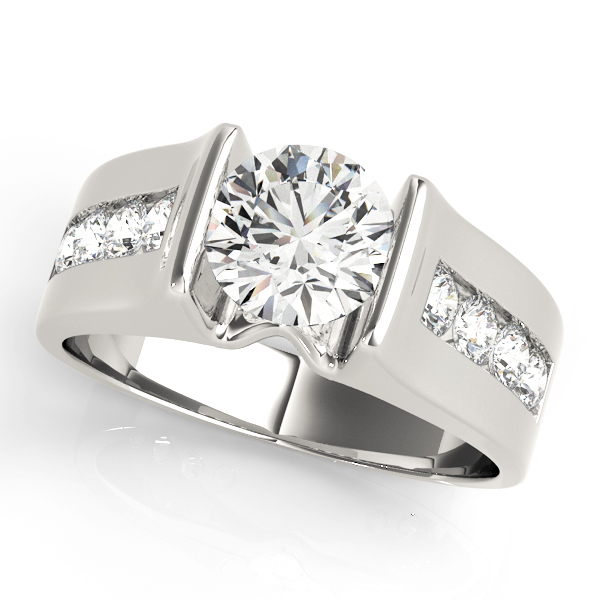 SunshineDiamonds Side Stone Engagement Rings in 9K White Gold and 0.50 Carat Lab Grown Diamond
