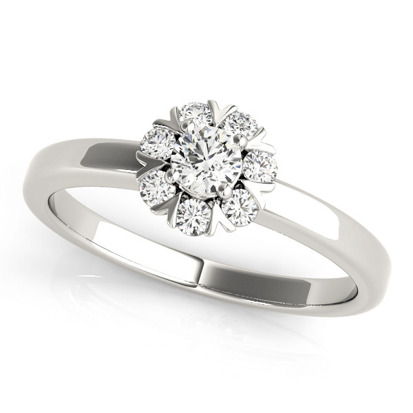 0.2 Ct Natural Round Cut Leiana  Halo Diamond Rings in Silver 925