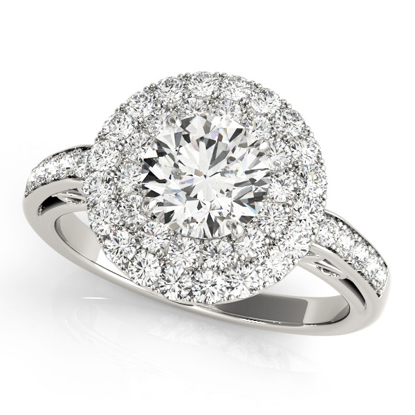 0.2 Ct Natural Round Cut Jalaya  Halo Diamond Rings in Silver 925