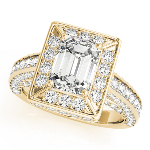 0.2 Ct Natural Emerald Cut Janae  Halo Diamond Rings in Silver 925