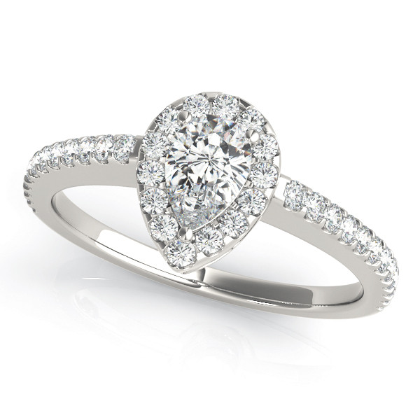 0.2 Ct Lab-Created Pear Cut Lilia  Halo Diamond Rings in Silver 925