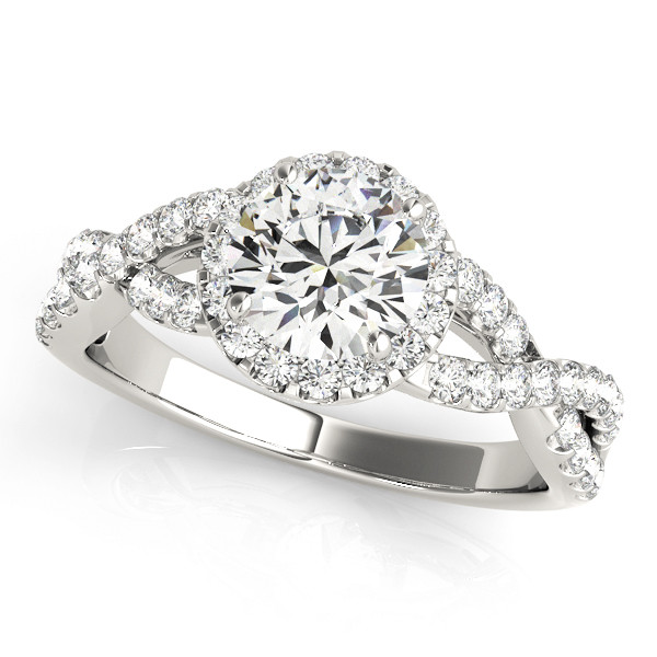 0.2 Ct Natural Round Cut Laine Halo Diamond Rings in Silver 925