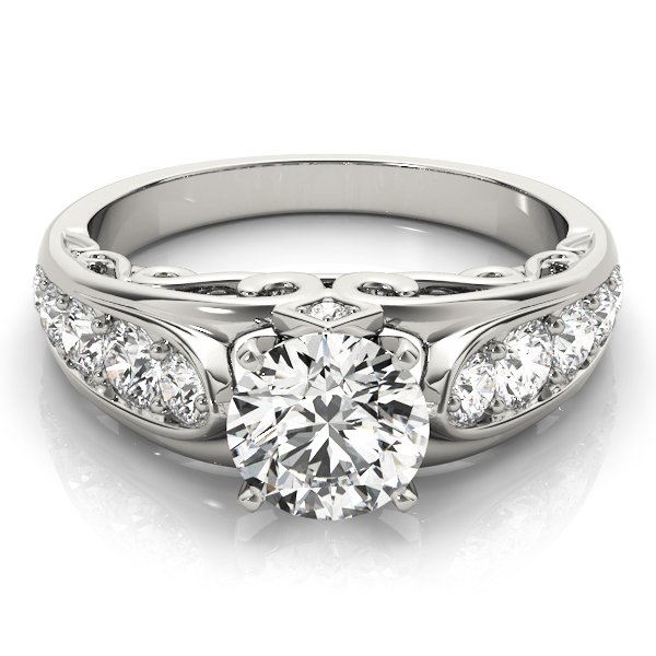 0.2 Ct Lab-Created Diamond Round Cut Alcya  Side Stone Engagement Rings in Silver 925