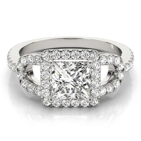 0.2 Ct Lab-Created Diamond Princess Cut Jenila  Halo Engagement Rings in Silver 925