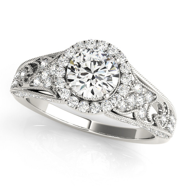0.2 Ct Natural Round Cut Layah Halo Diamond Rings in Silver 925
