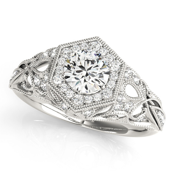 0.2 Ct Natural Round Cut Lela Halo Diamond Rings in Silver 925