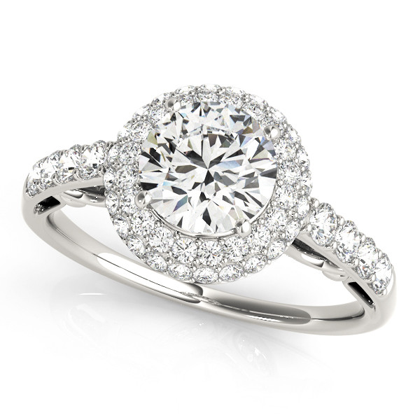 0.2 Ct Natural Round Cut Kenleigh Halo Diamond Rings in Silver 925