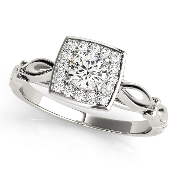 0.2 Ct Natural Round Cut Joana Halo Diamond Rings in Silver 925