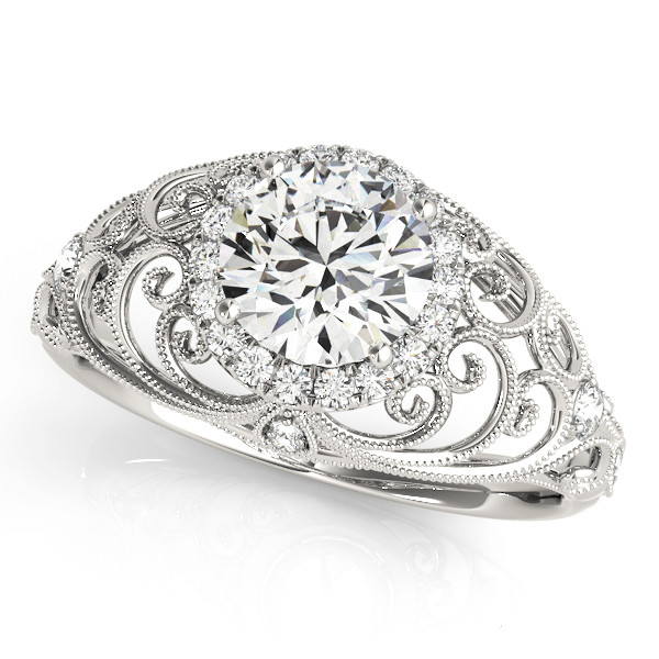 0.2 Ct Natural Round Cut Kaliah Halo Diamond Rings in Silver 925