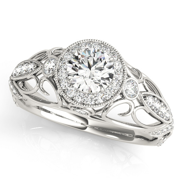0.2 Ct Natural Round Cut Leana Halo Diamond Rings in Silver 925