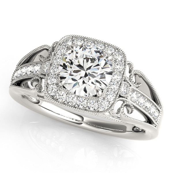 0.2 Ct Natural Round Cut Jean Halo Diamond Rings in Silver 925