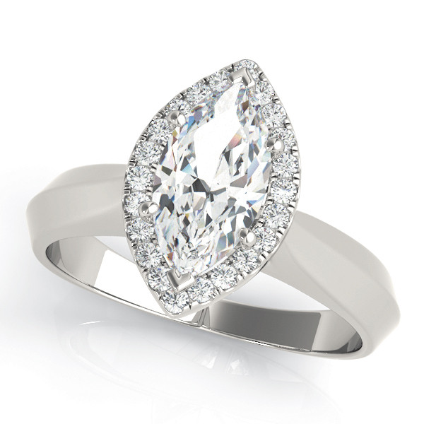 0.2 Ct Natural Marquise Cut Lilianna Halo Diamond Rings in Silver 925