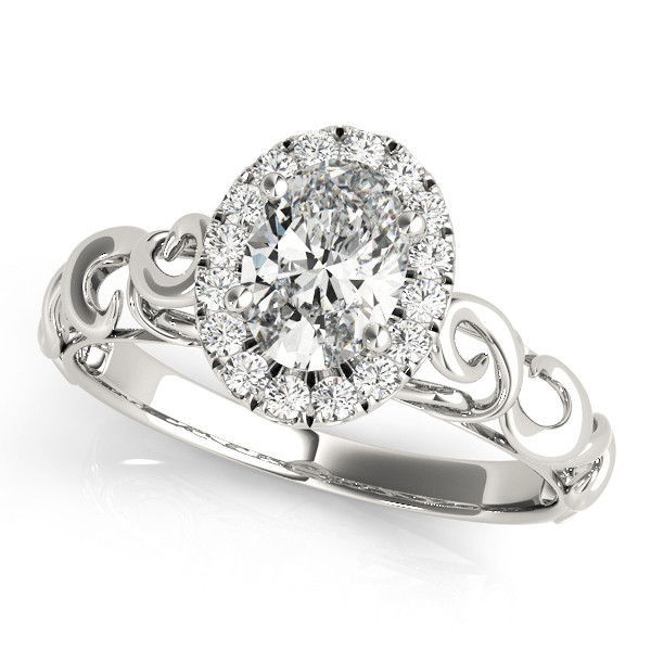 0.2 Ct Natural Oval Cut Lettie Halo Diamond Rings in Silver 925