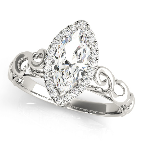 0.2 Ct Natural Marquise Cut Lilyana Halo Diamond Rings in Silver 925