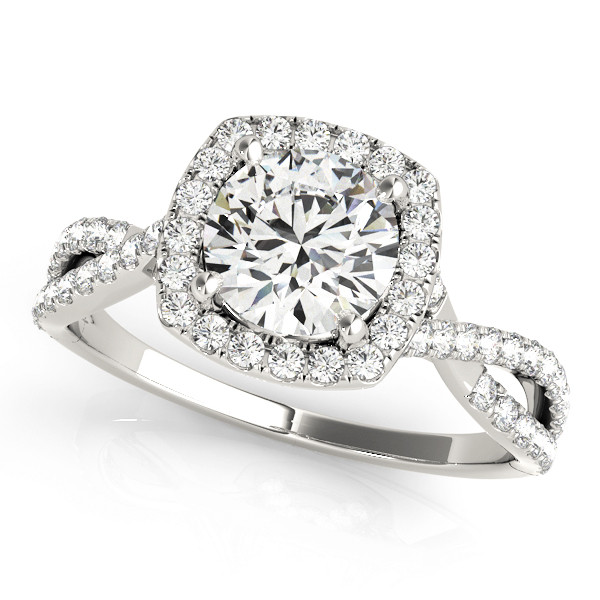 0.2 Ct Natural Round Cut Jensen Halo Diamond Rings in Silver 925