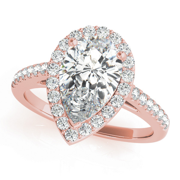 0.2 Ct Natural Pear Cut Kara  Halo Diamond Rings in Silver 925
