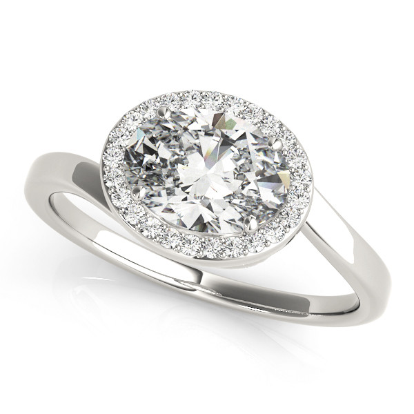 0.2 Ct Natural Oval Cut Leela Halo Diamond Rings in Silver 925