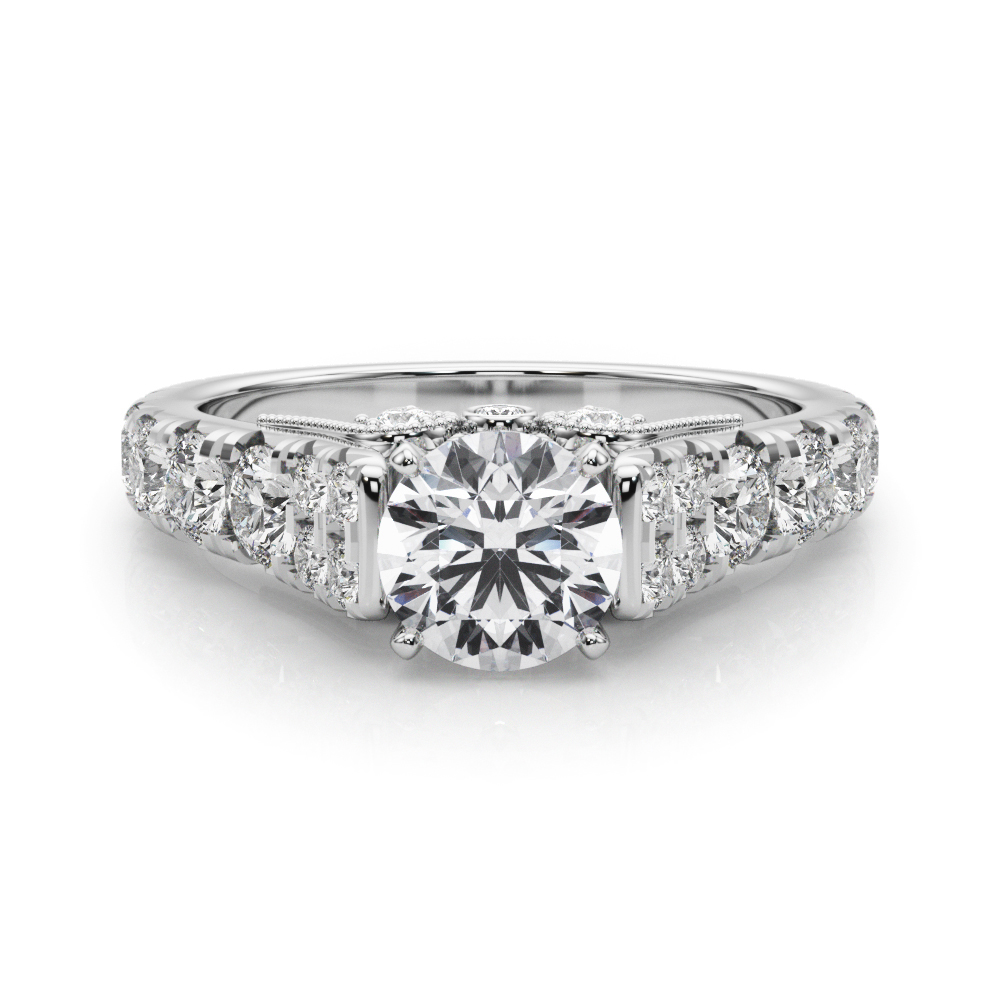 0.2 Ct Lab Grown Diamond Round Cut Deltina  Side Stone Engagement Rings in Silver 925