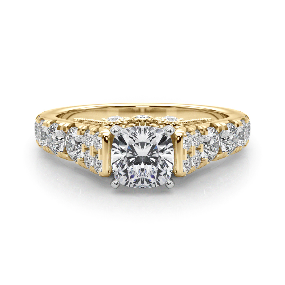 0.2 Ct Lab-Created Diamond Cushion Cut Deltina  Side Stone Engagement Rings in Silver 925